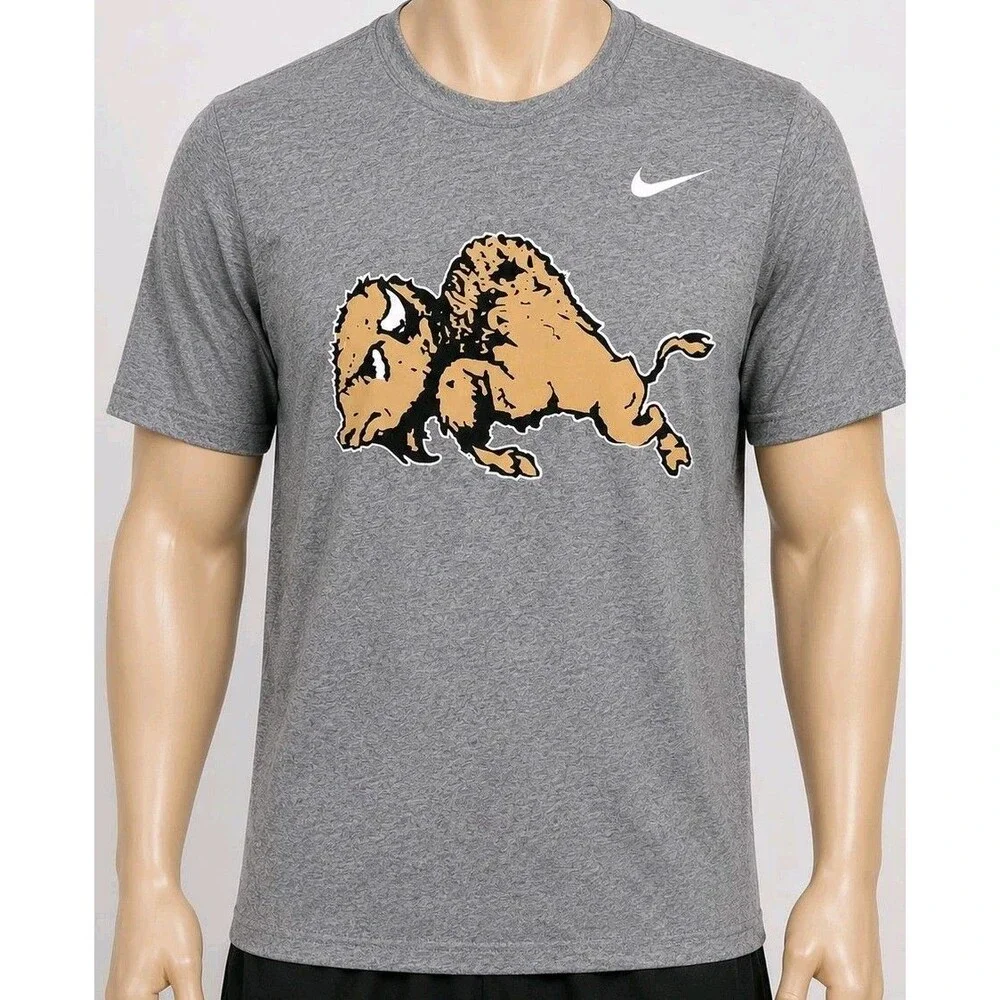 Mens Nike Colorado Buffaloes T Shirt Gray Bison Logo Large NCAA College Tee